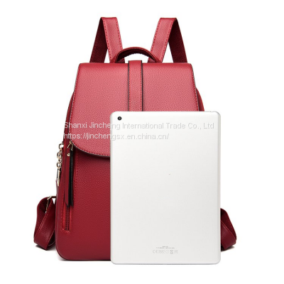 Leisure Womens Backpack Travel Waterproof Backpack For Girls Pu Leather Backpack Women photo-4