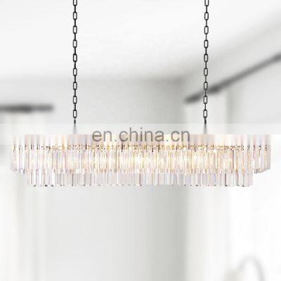 Modern American Crystal Glass Rod Pendants Chandelier Lighting Fixture For Living Room Dining Room Kitchen Island Foyer Lobby