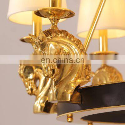 Antique Style Fabric Lamp Shade Bronze French Brass Chandelier photo-4