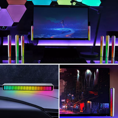 RGB Sound LED Light App Control Pickup Voice Activated Rhythm Lights Color Ambient 16 LED Lights Bar of Music Custom Logo photo-5
