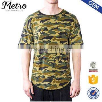 Custom Wholesale Camo Kangaroo Pocket Back Button Up Tee