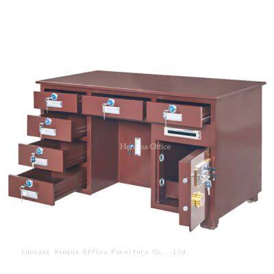 Balcão de caixa comercial com abertura para cofre e fechadura de código eletrônico – Balcão de metal durável para recepções de lojas de conveniência photo-1