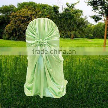 self-tie apple green polyester chair cover , universal chair cover for satin fabric