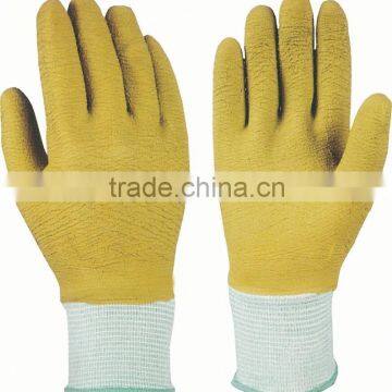 latex coated cotton glove/nylon safety glove