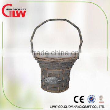 deep flower pot with short handle, flower pots wholesale, willow handicrafts