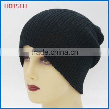 100% acrylic black cheap plain beanie hats