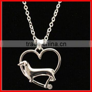 925 sterling silver rhodium plating cute dachshund dog necklace