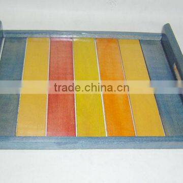 Multi color steam beach wood decorative serving tray