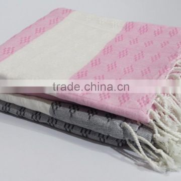 Cotton Woven Soft Fouta hammam towel with fringes