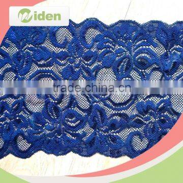 Knit or woven flower trim lace royal blue lace fabric stretch lace                        
                                                                                Supplier's Choice