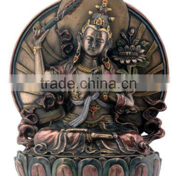 Manjushri Sitting On Lotus Buddhism Display Statue