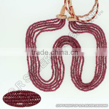 Ruby Faceted roundelle Beads