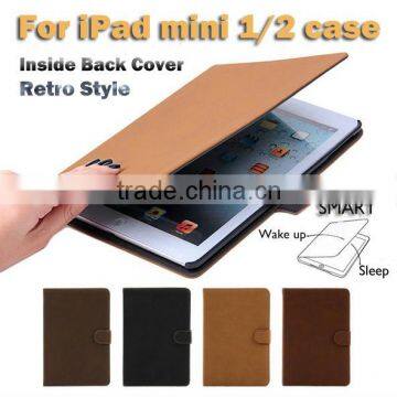 Smart stand cover case for ipad mini,retro color for ipad case