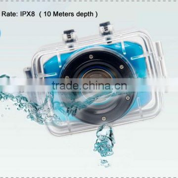 popular waterproof sport digital camera 2.0 inch TFT LCD build in lithium battery USB 2.0 support SD card maxto 32 GB