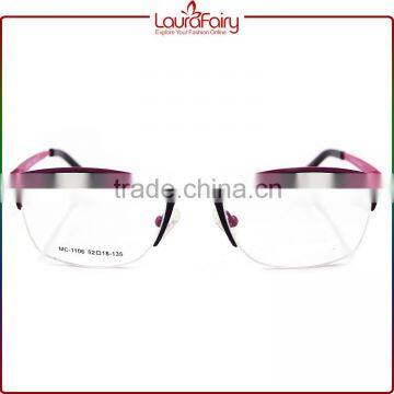 Laura Fairy Stylish Lady Pink Black Semirim Metal Optical Frame For Wholesale photo-2
