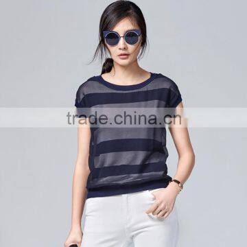 Woman sweater stripe short sleeve spring & summer pullover