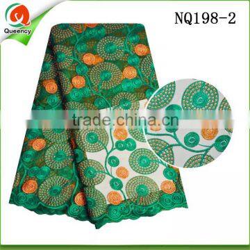 dress fabric tulle lace of high quality african french lace fabric in green NQ198-2