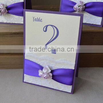 Purple and Lavender Lace Wedding Table Card photo-3