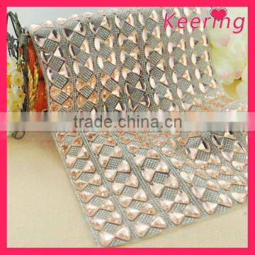 40*22 cm glass stone wholesale butterfly rhinestone mesh trimming WRT-008