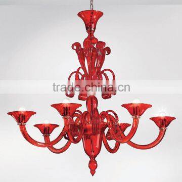 Modern Red Colored Glass Chandelier Lighting Pendant Hanging Light Fixture CZ3570/6