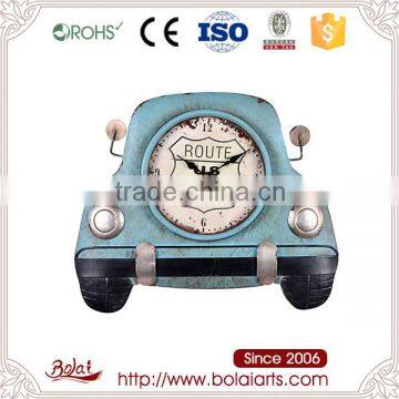 Customized cyan color jalopy antique feeling wall clock theme