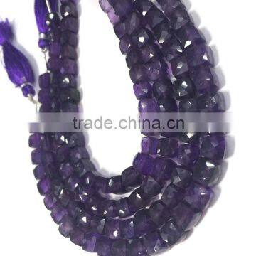 WHOLESALE LOT NATURAL AMETHYST APPROX 7X7-8X8MM BOX FACETED LOOSE BEADS photo-6