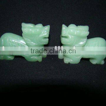 wholesale green jade hand carved lion