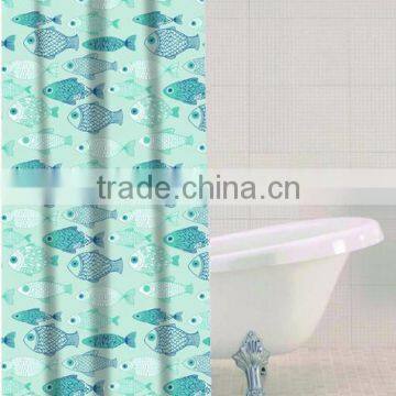 shower curtain baby fish printed, hot sale classic bathroom water repellent curtain