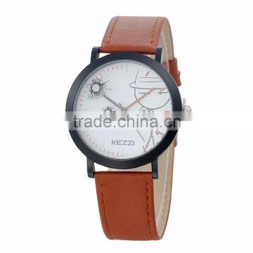 Creative Style Leather Strap Woman Quartz Watch