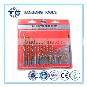 TG Tools DIN338 16PC Fully Ground Hi-speed Drill Set with Titanium Coated