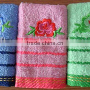 Solid Color Dobby Border Cheap Face Flower Embroidery Towels,towel Embroidery photo-2