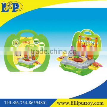 Pretend plastic portable barbecue station kids kitchen set toy