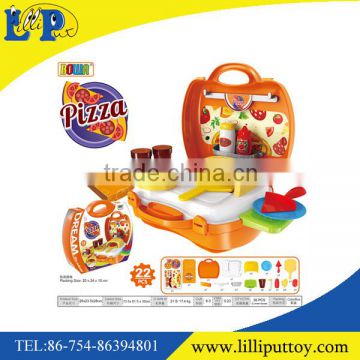 Kids cooking pizza toys play set with suitcase