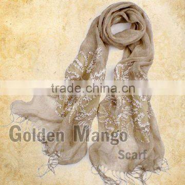 Fashion embroidery linen scarf for spring season