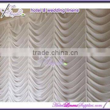 300*600cm white European Style wedding backdrops hotel curtains with water wave pleats