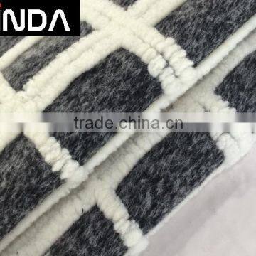 Wool acrylic polyester plaid knitted fabric for women coats