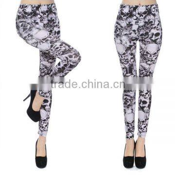 Milk Protein Fiber Skull Printed Leggings