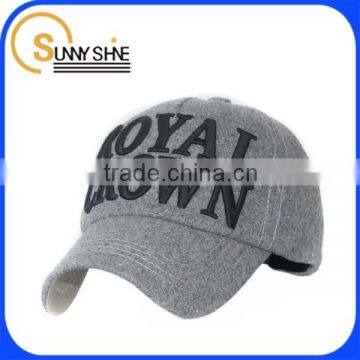 Custom High Quality 3D Embroidery Baseball Caps Wool Hats And Caps Wholesale