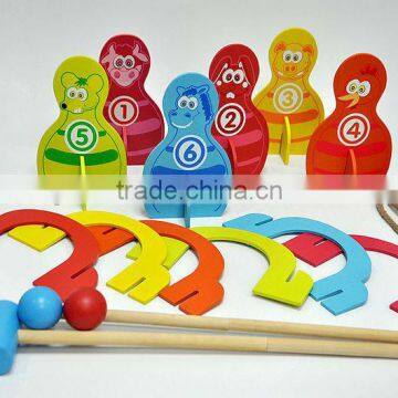 Indoor/outdoor Kids Sport Wooden Toy/2 Player Ring Toss Game/croquet Set photo-6