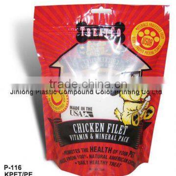 stand up with zipper and clear window dog food bag