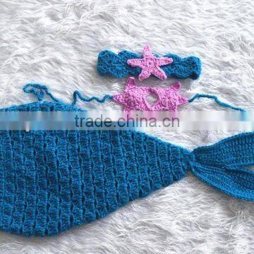 fashion beach wearing handmade crochet mermaid tail photogrphy props for newborn