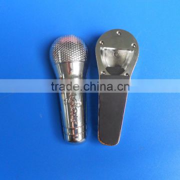 120mm 3D customized chrome bottle opener in microphone shape