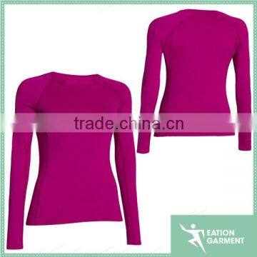 Women gym attire active wear long sleeve Breathable quick dry polyester elastane t shirt