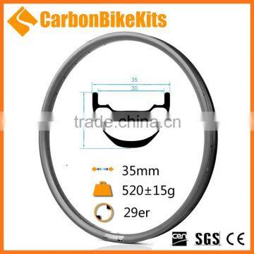 Free europe duties & taxes tubeless Hookless down hill MTB rims 25mmx35mm mtb 29 carbon rim S-DH29-35