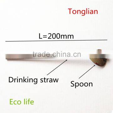 L=200mm 18-10 Food grade Heart shape Stainless steel spoon straw