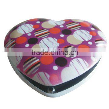 custom aluminum heart shape make up mirror