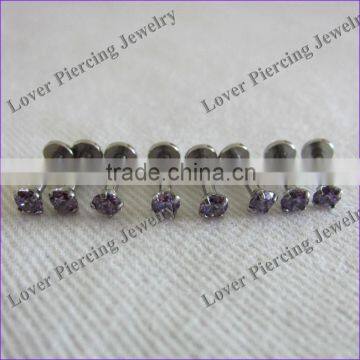 Best Sales High Polish With Zircon Top Stainless Steel Unique Labret Studs [SS-L963C]