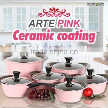 [Kitchen art]Arte pink/Korea / ceramic pot / Coating / cooking pot / Eco-friendly /kitchen pot