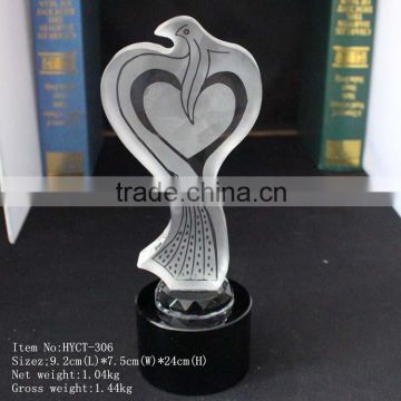 sandblasting newest design crystal trophy for sports competition