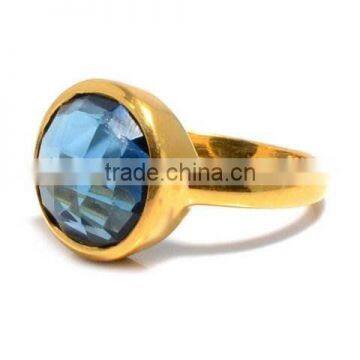 The Gopali Jewellers London Blue Topaz Gemstone Rings -Vermeil Gold